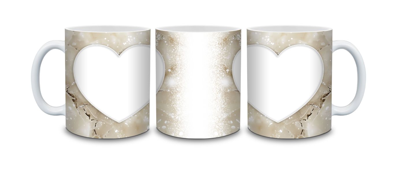 M-02-011 M2 - Romantisch Hart in Beige Marmer mok - Afbeelding 1